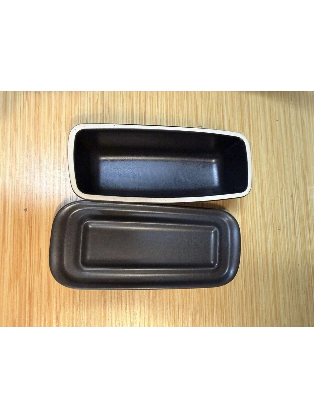 Pfaltzgraff Black Midnight Sun Lidded Butter Dish One Stick 1/4 lb Stoneware *